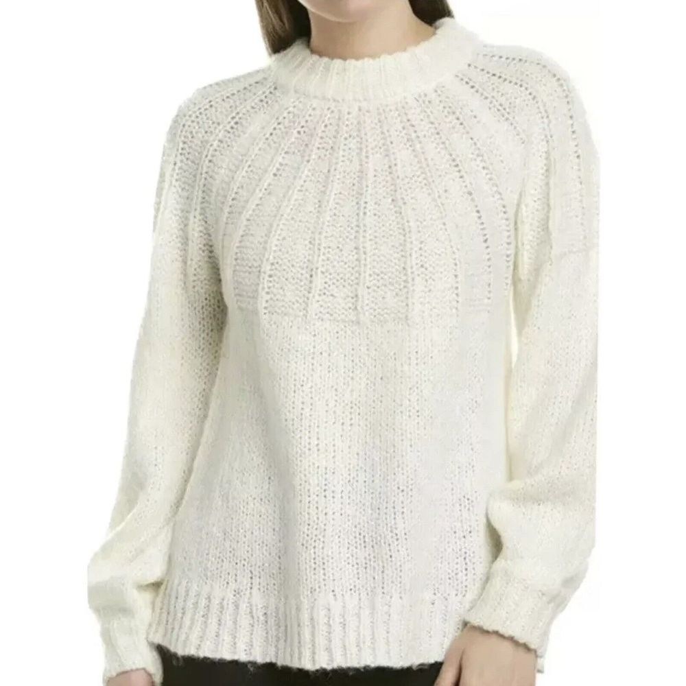 Laundry By Shelli Segal Sweater XS White‎ Sunburst Knit Wool Blend NEW